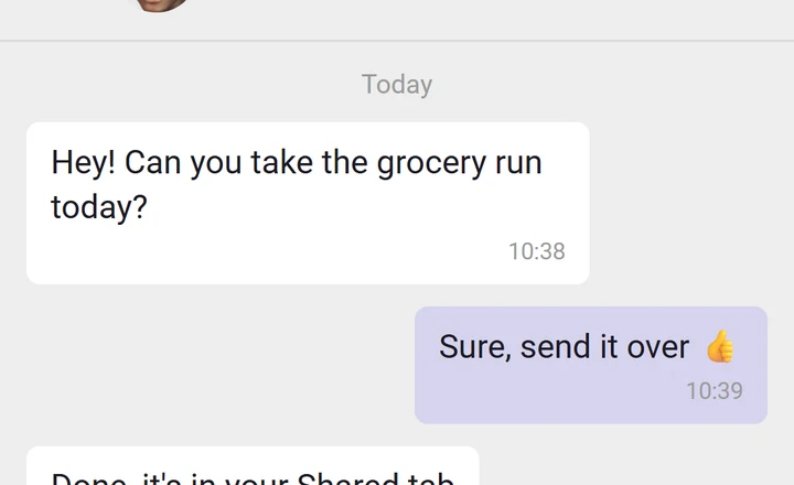 Triangle chat conversation, then the messages list (sample data)