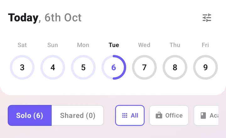 Triangle task list with a week of progress rings, then the add-task screen (sample data)